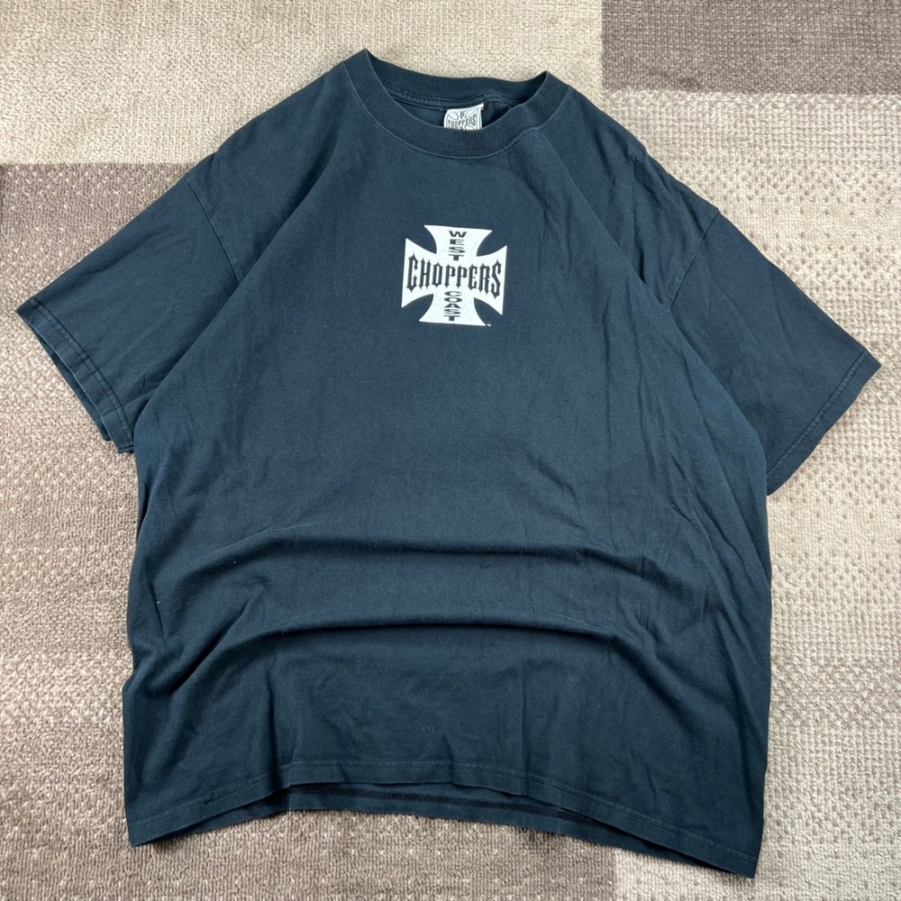Y2K West Coast Choppers Mens XL T-Shirt Black Long Beach CA Cross